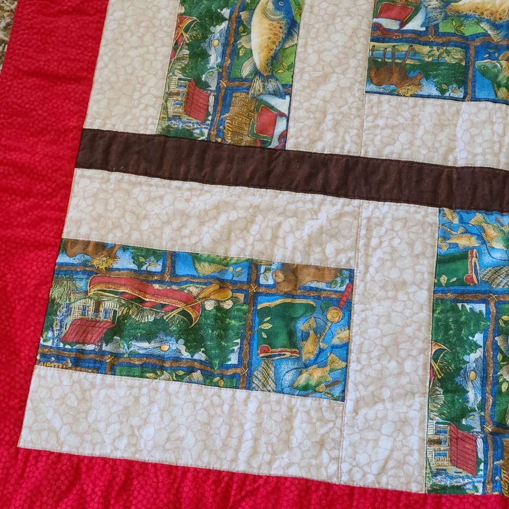 Handmade quilt tapestry lap size lodge decor